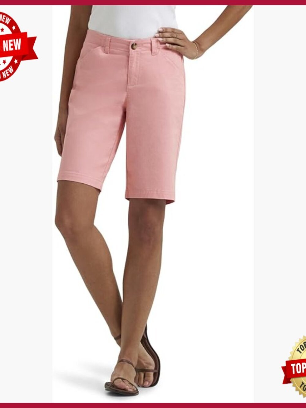 9" Inseam Mid Rise Cotton Blend Bermuda Shorts
